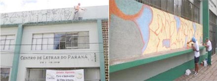 No Centro de Letras, a arte do painel foi obra de Jorge Cunha