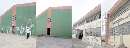 Flagrantes da pichação e despichação: antes e depois.