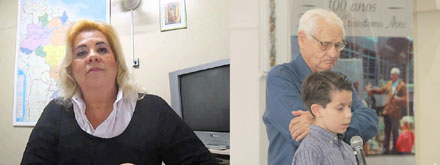 Leomar Marchesini e Frei João Crisóstomo Arns, com um aluno