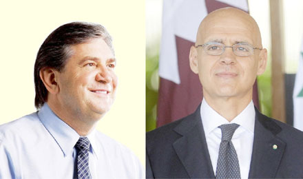 Advogado Walter Petruziello, presidente da Sociedade Garibaldi e o embaixador da Itália, Raffaele Trombetta.