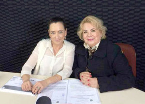 A advogada Rosângela e a psicóloga e coordenadora do SIANEE, Leomar Marchesini, da Uninter