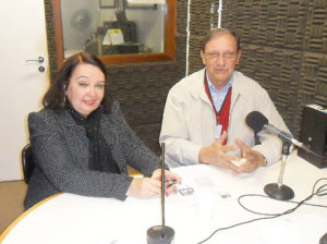 Zélia Sell com o desembargador João Kopitowski na gravação do programa