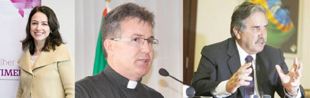 Linei Urban, padre Joaquin Parron e José Lúcio Glomb