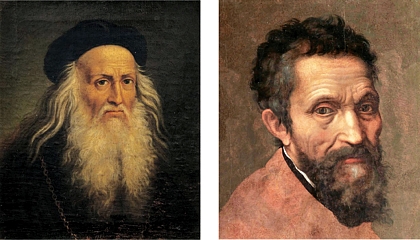 Da Vinci (By Deagostini, Getty) e Michelangelo (por Daniele da Volterra)