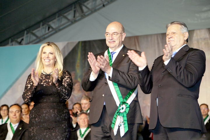 Cida, o ministro Osmar Terra e o chefe da Casa Civil, Dilceu Sperafico