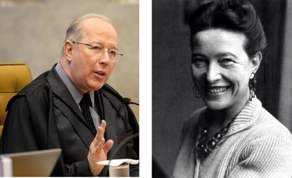 Ministro Celso de Mello: longo voto de 6,3 horas; Simone de Beauvoir: respaldo ao voto